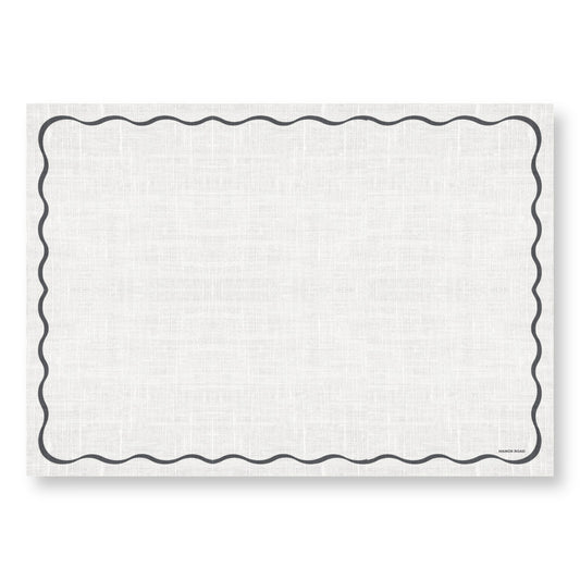 Linen (Scallop White & Black) Greaseproof Paper - A3