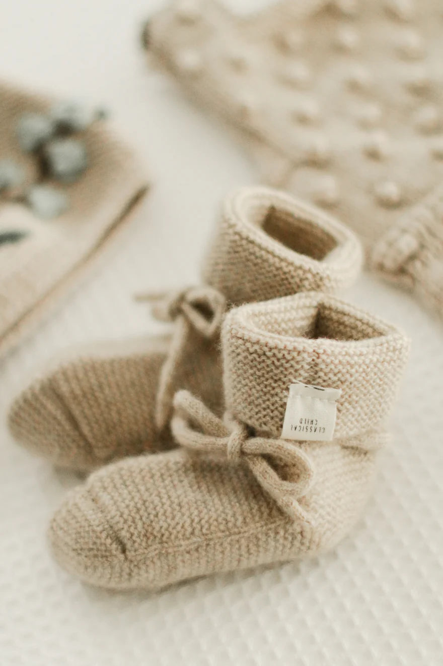 Cashmere Booties Oat - 0-3M