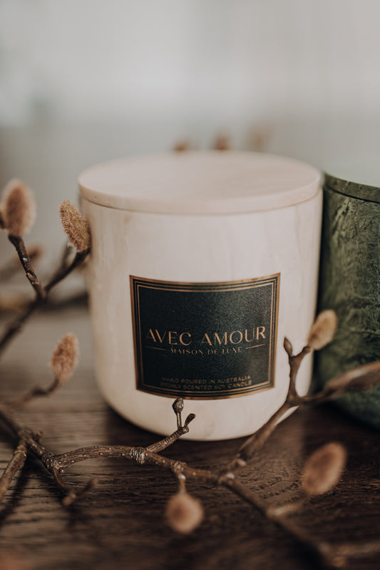 Travertine Candle - Champagne & Strawberries