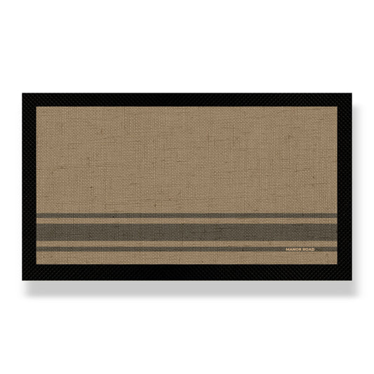 Small Bar Mat – Coffee Stripe Linen