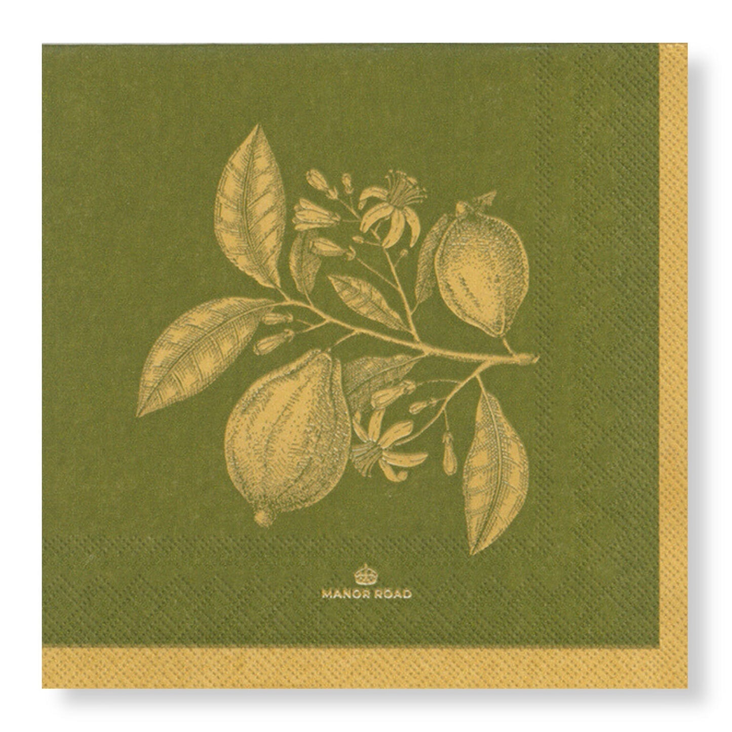 Lemon Green/Gold Napkins - Cocktail