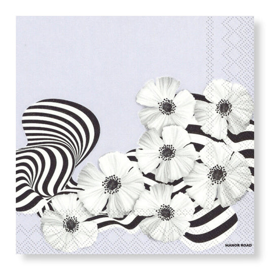 Lilac & Stripe Poppies Napkins - Cocktail