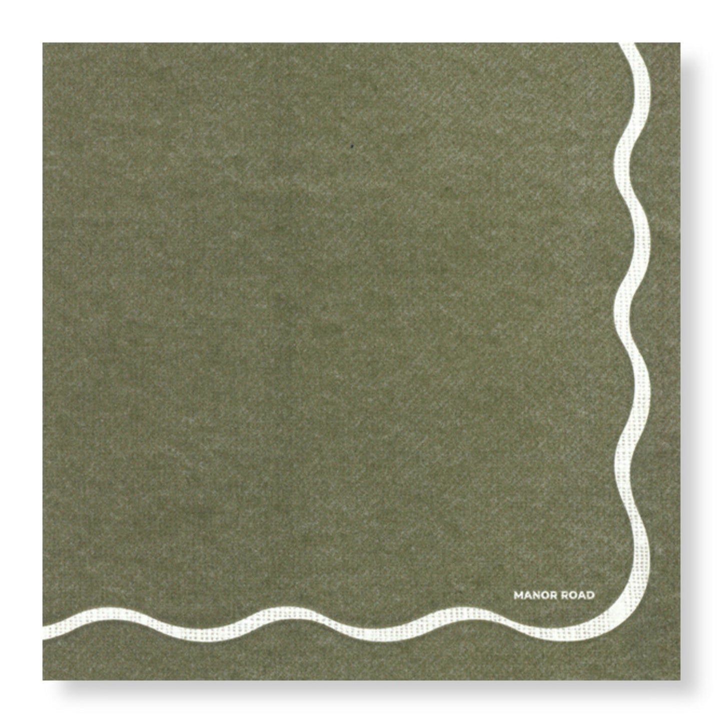 Linen (Olive & White Scallop) Napkins - Dinner
