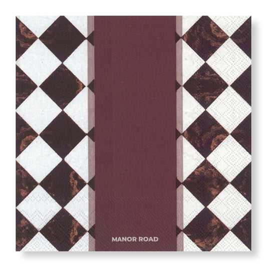 Marbled Bordeaux Napkins - Cocktail
