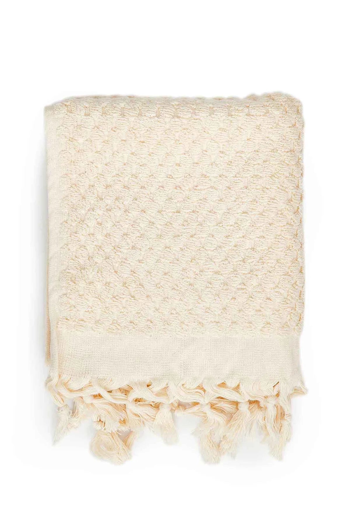 Pompom Turkish Cotton Hand Towel - Natural