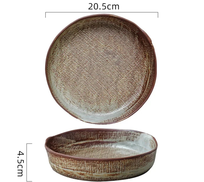Farmhouse Haven Textured Ceramic Serving Bowl - Wheat/Medium