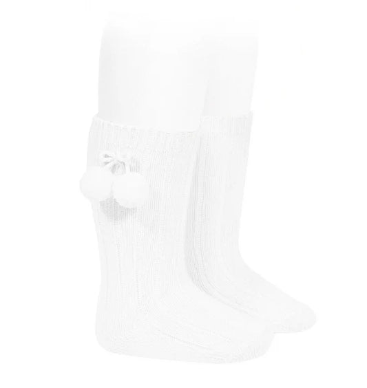 Pom Pom Socks - White (24-36M)