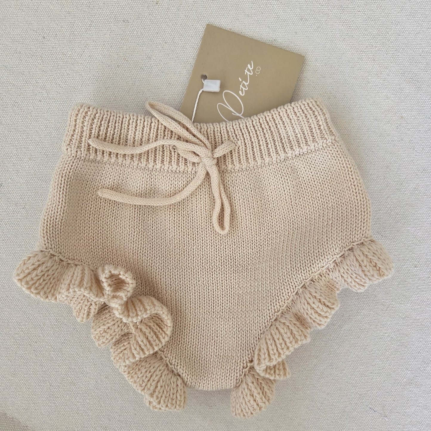 Knit Frill Bloomers - Oat (NB)