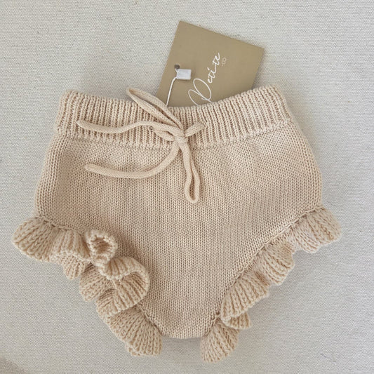 Knit Frill Bloomers - Oat (NB)
