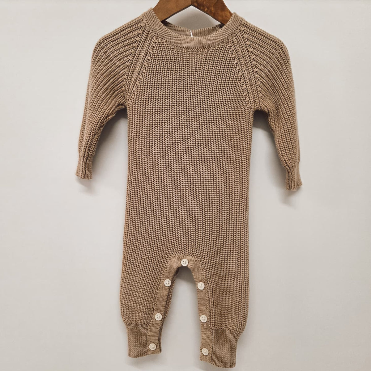 Long Ribbed Romper - Brown (0-3M)