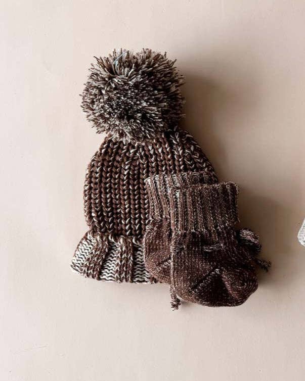 Chunky Cotton Bootie - Chocolate (3-6M)