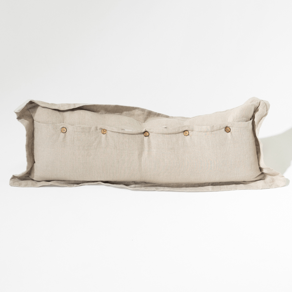Linen Flange Natural Long Lumbar Cushion 35 x 90cm