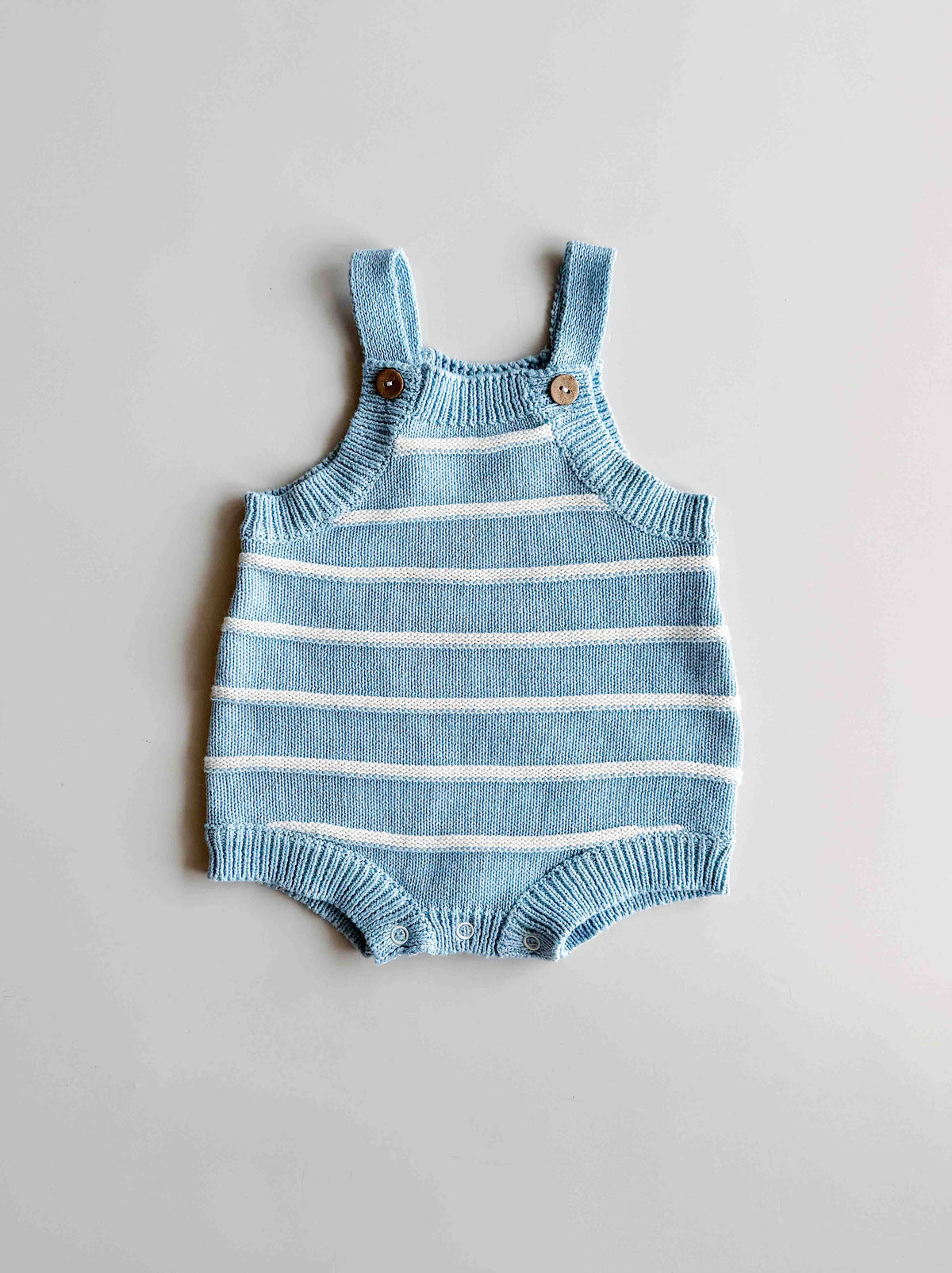 Raised Stripe Button Romper - Arctic (NB)