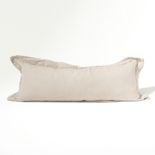 Linen Flange Natural Long Lumbar Cushion 35 x 90cm