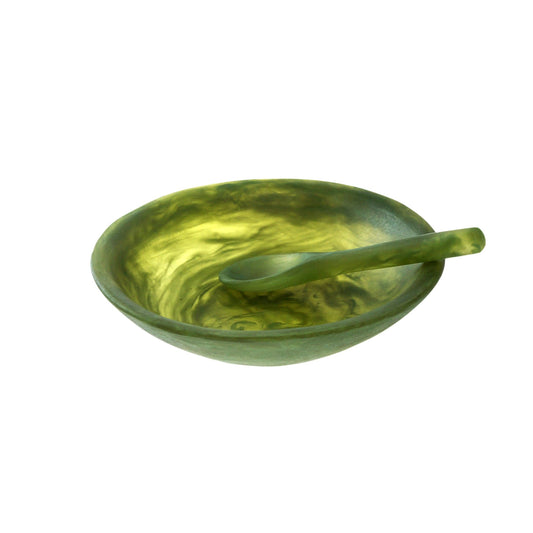 Resin Relish Bowl + Spoon - Olive Marble
