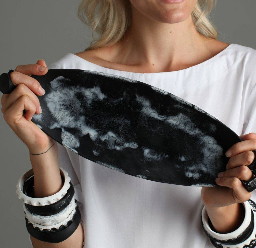 Resin Platter - Black Marble