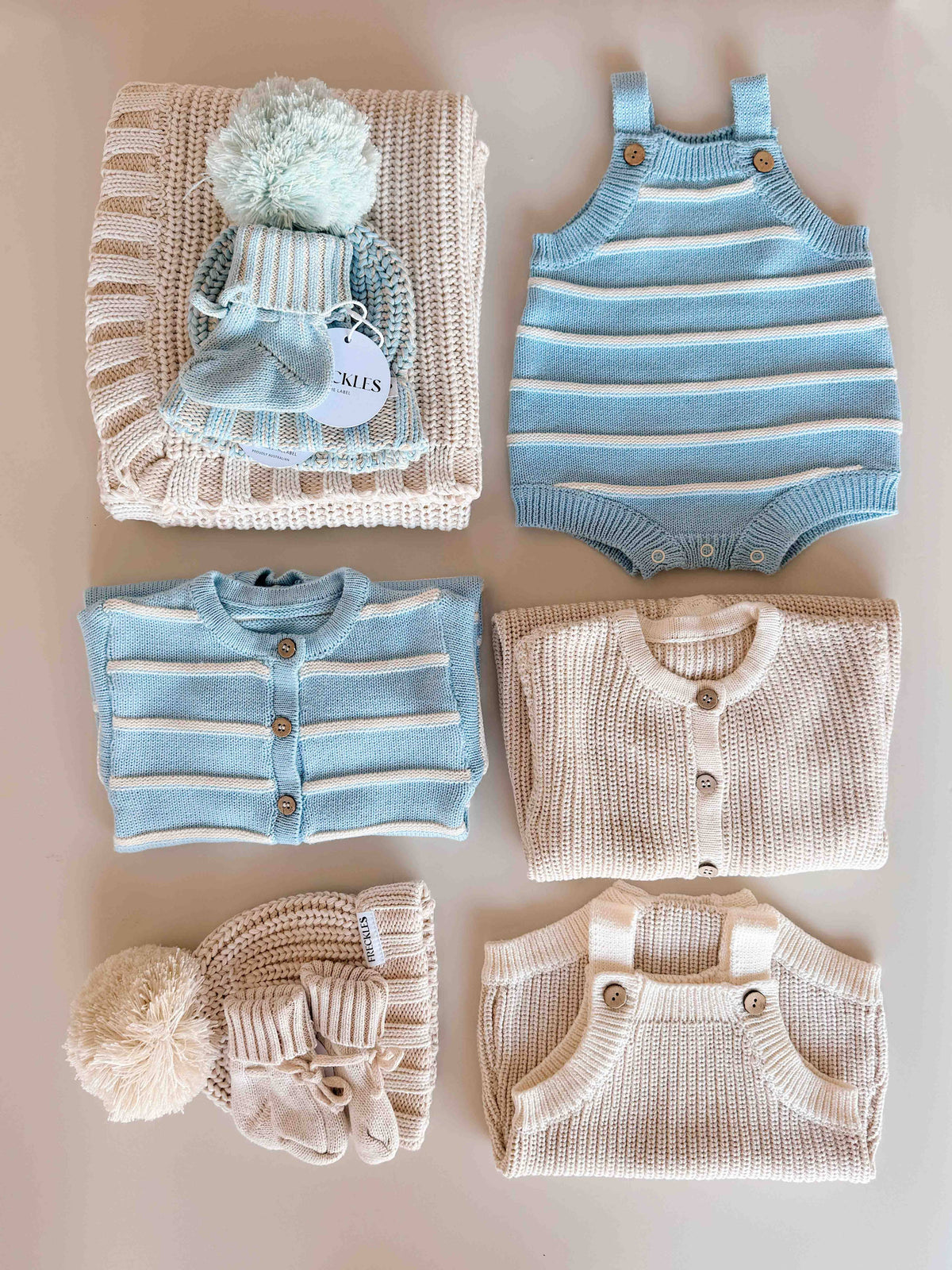Raised Stripe Button Romper - Arctic (NB)