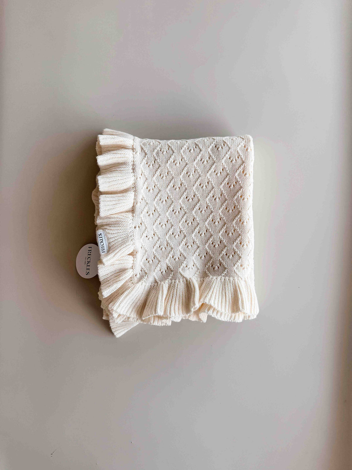 Mila Pointelle Frill Blanket - Snow