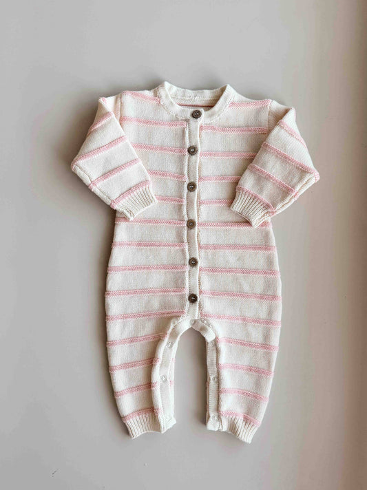 Raised Stripe Full Romper - Sweetpea (NB)