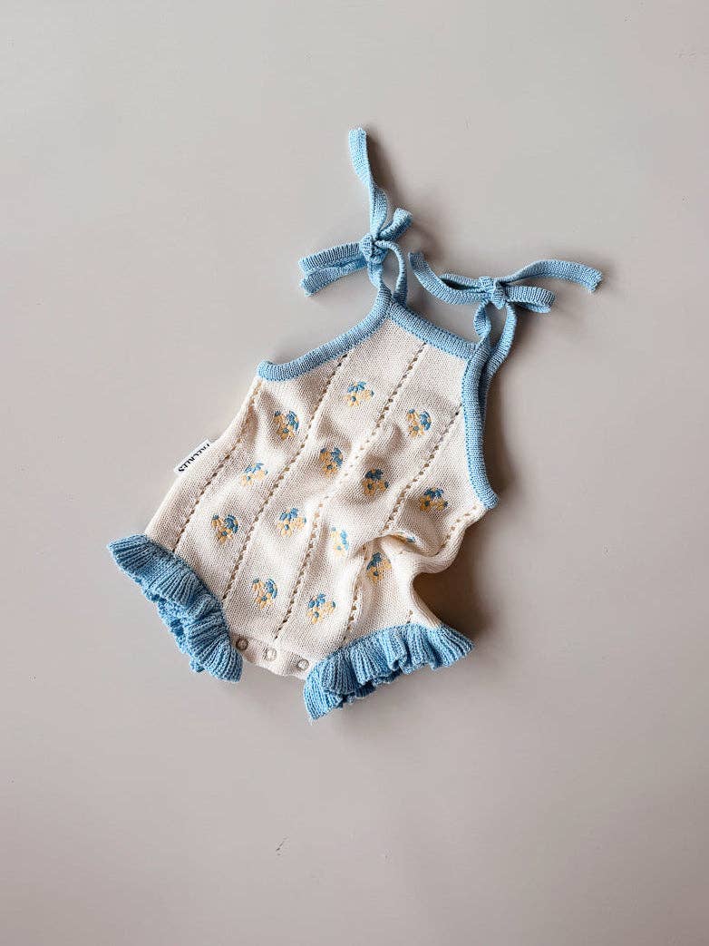 Bloom Pointelle Tie Romper - Pansy (NB)