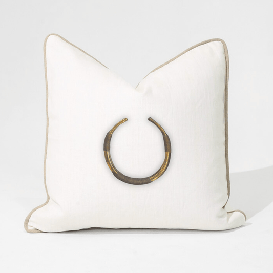 Amulet Delhi White & Natural Lounge Cushion 55 x 55cm