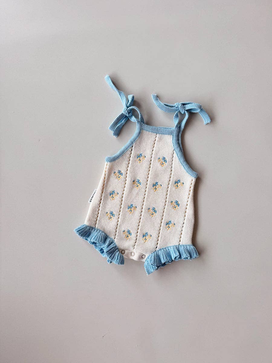 Bloom Pointelle Tie Romper - Pansy (NB)