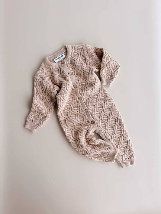 Textured Knit Romper - Ecru Diamond (1Y)