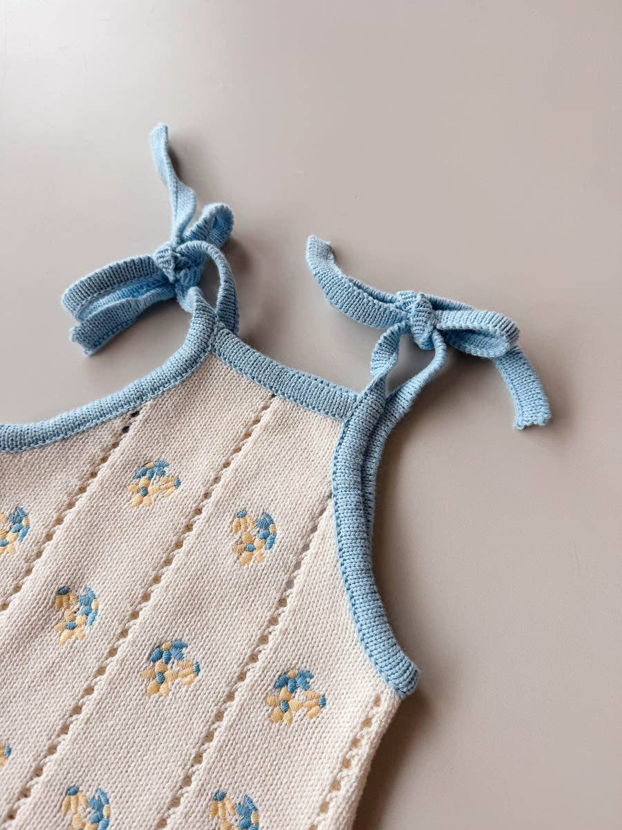 Bloom Pointelle Tie Romper - Pansy (NB)