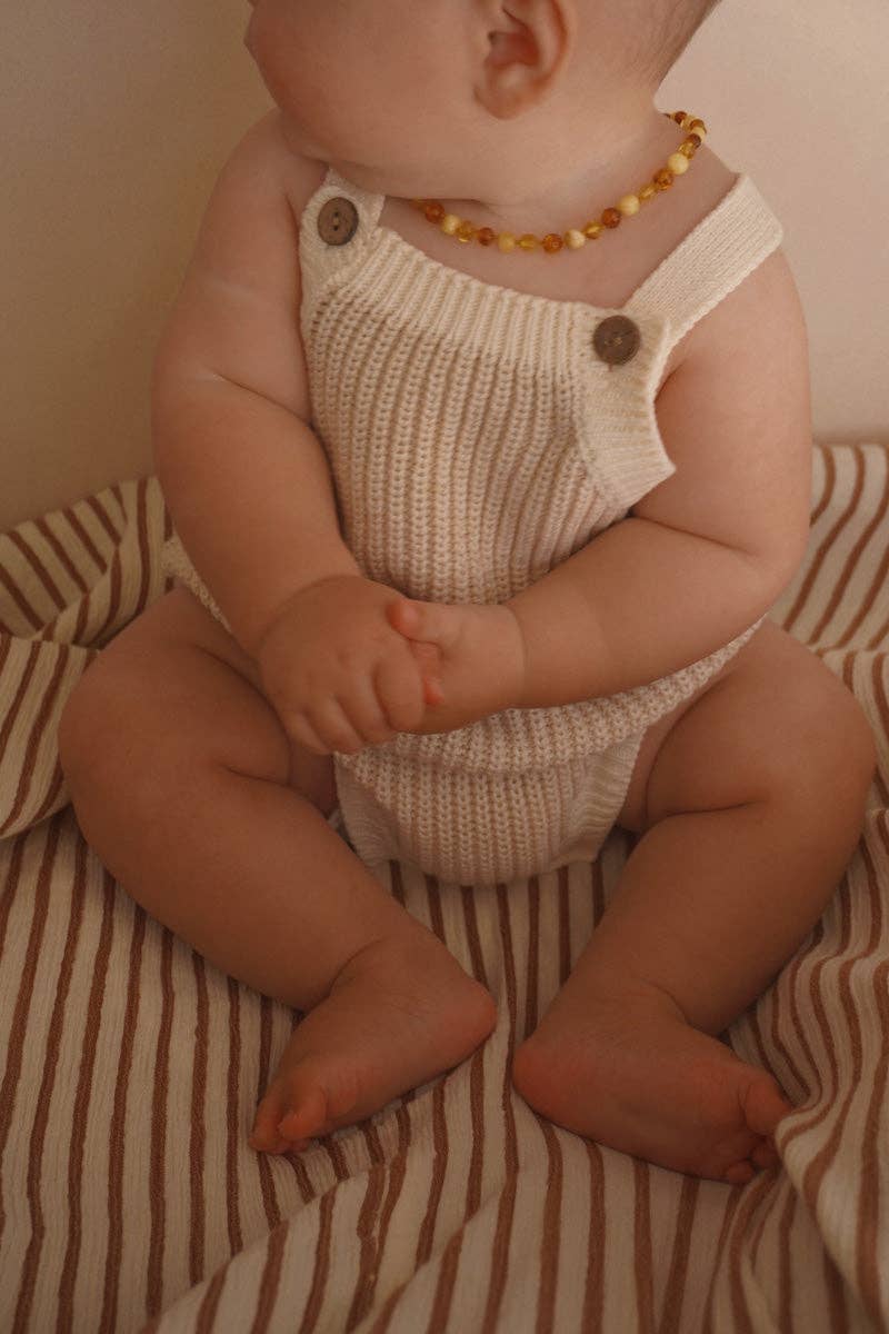 Chunky Button Romper - Oat (0-3M)