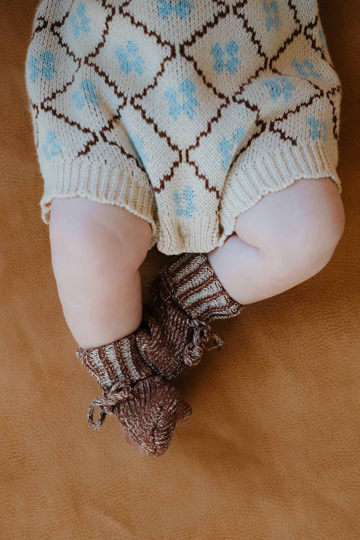 Chunky Cotton Bootie - Chocolate (0-3M)