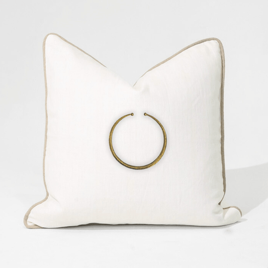 Gold Amulet White & Natural Lounge Cushion 55 x 55cm