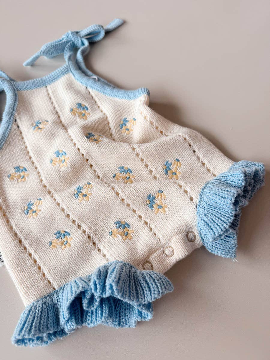 Bloom Pointelle Tie Romper - Pansy (NB)