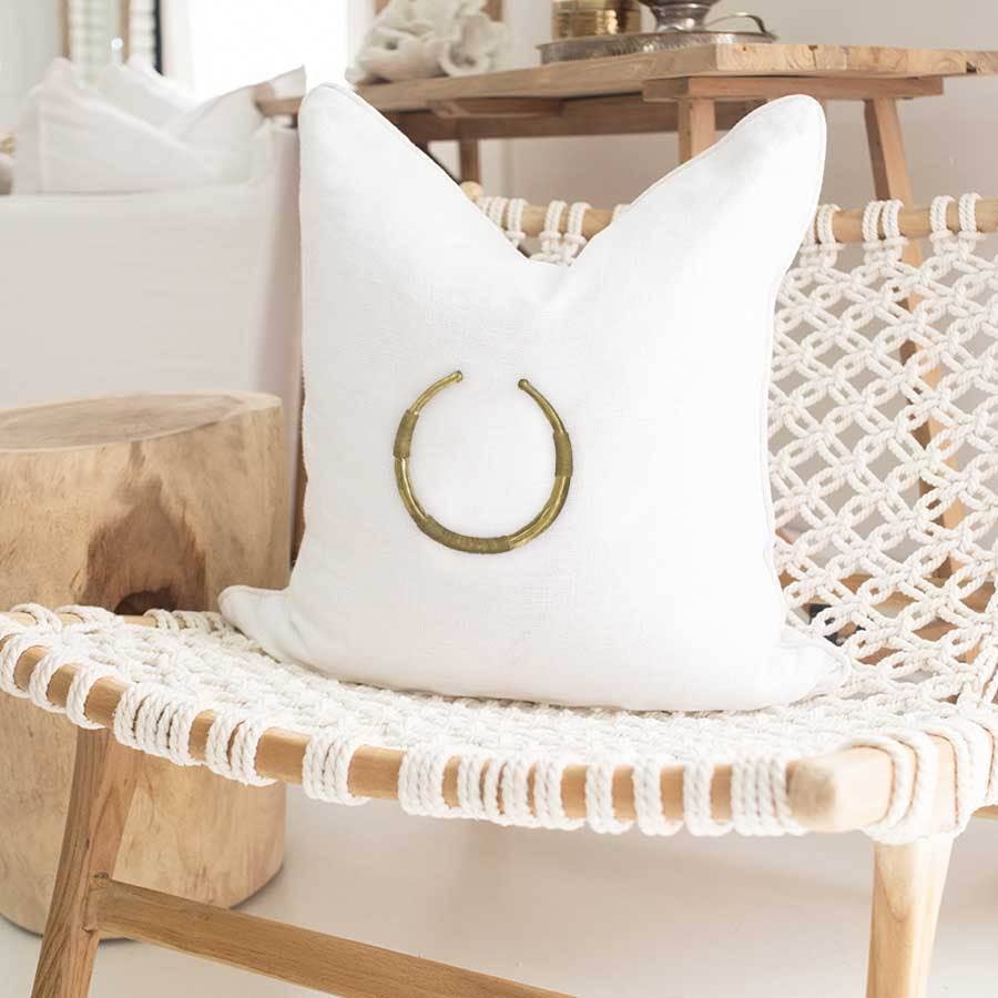 Amulet Delhi White & Natural Lounge Cushion 55 x 55cm