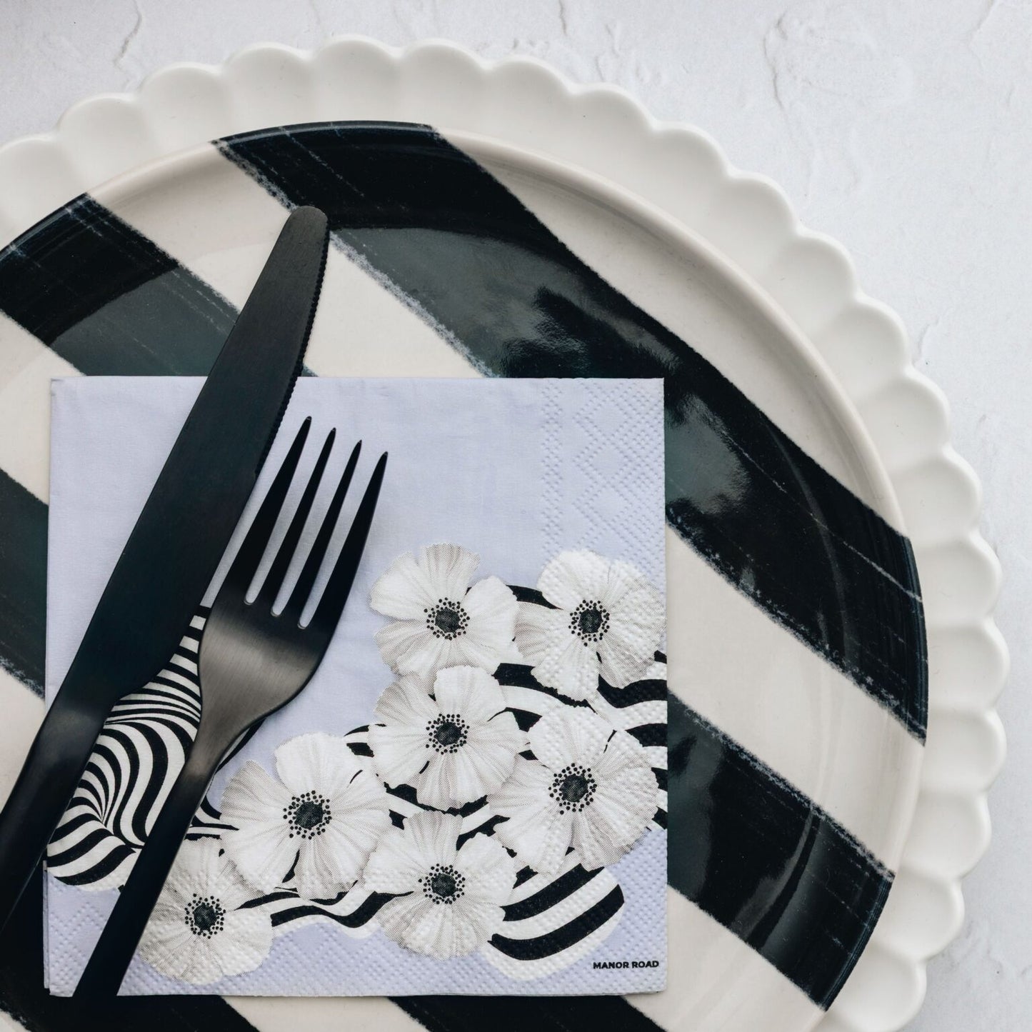 Lilac & Stripe Poppies Napkins - Cocktail