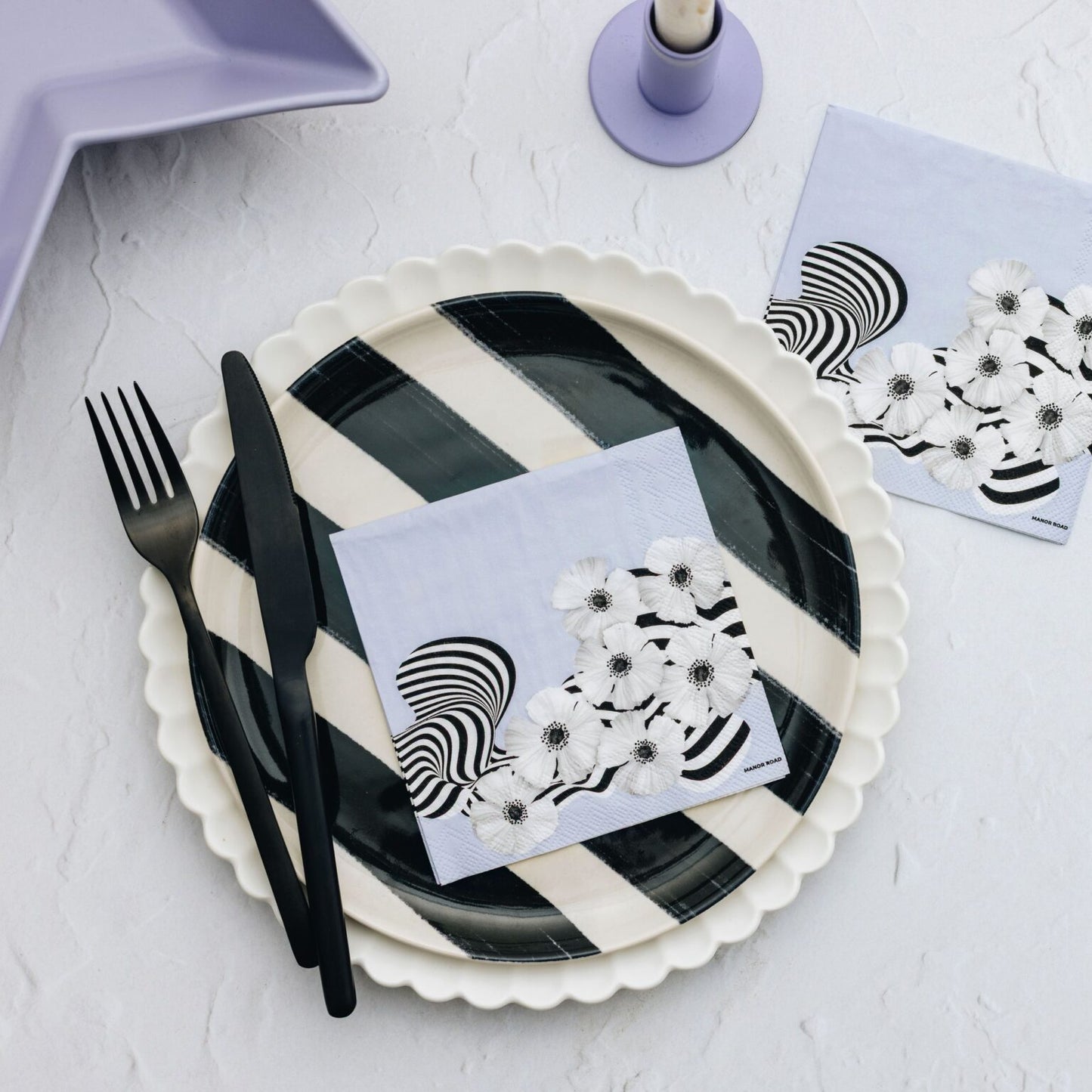 Lilac & Stripe Poppies Napkins - Cocktail