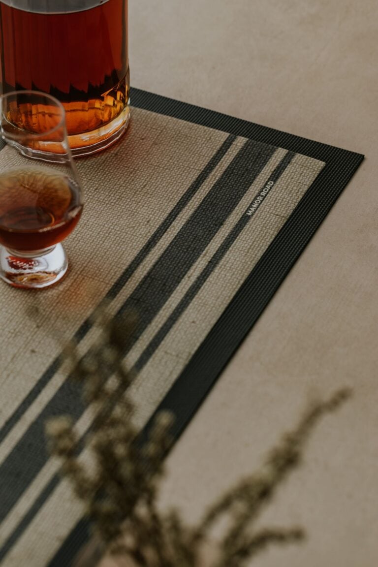 **PRE ORDER** Large Bar Mat – Coffee Stripe Linen