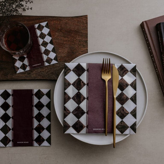Marbled Bordeaux Napkins - Dinner